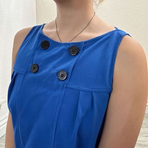 Diane Von Furstenberg Blue Tulip Sleeveless Mini Dress w/ Pockets‎ Sz 4 - Picture 3 of 6